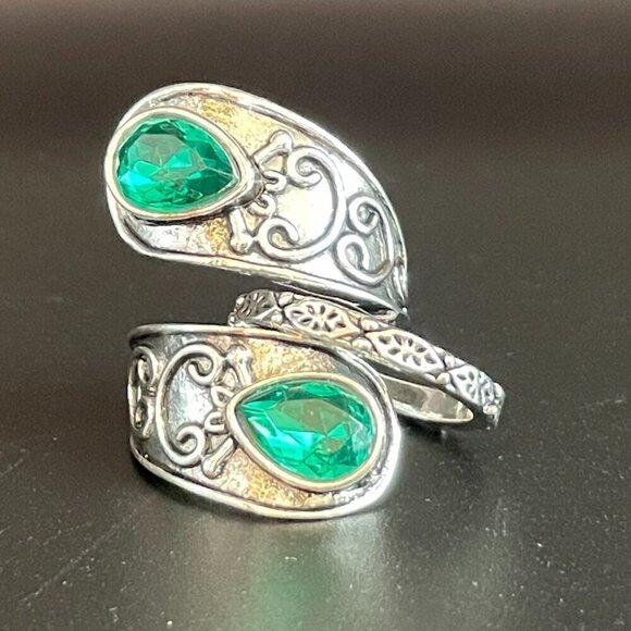 Boho and Bling Faux Gemstone Adjustable Statement Spoon Ring (Red) #1345 - Picture 9 of 16